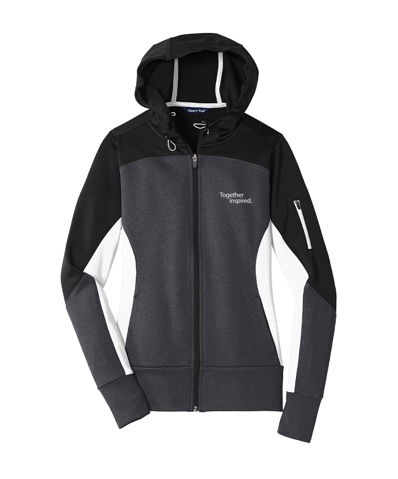 Sport-Tek® Ladies Tech Fleece Colorblock Full-Zip Hooded Jacket